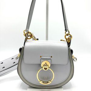 Chloe Gray Crossbody Bag with Gold Accents